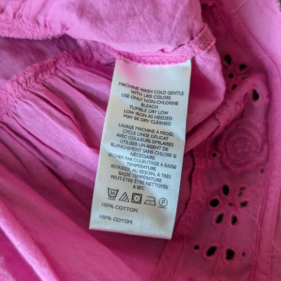 Free People Elle Cutwork Top Fiji Flower Pink Eyelet Crop Top medium - Picture 8 of 9